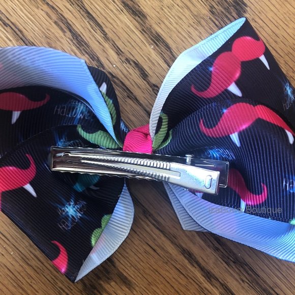 Black Halloween Print 4" Boutique Bow   HANDCRAFTED - Picture 2 of 2